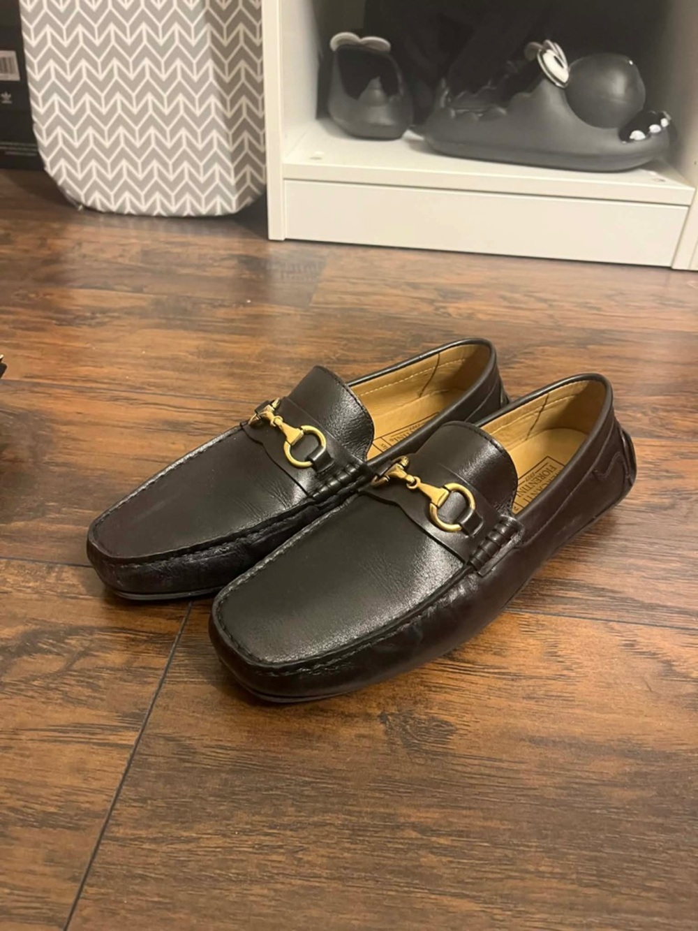 Mercanti Fiorentini Brown Leather Slip-On Loafers with Gold Bit